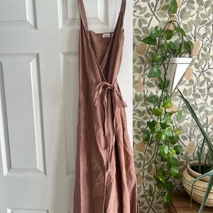 Mauve Wrap Linen Dress